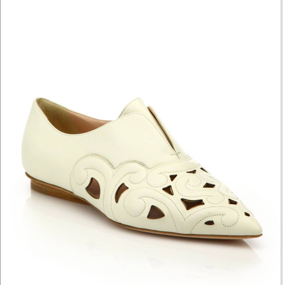 Derek Lam white kyoto laser cut flats